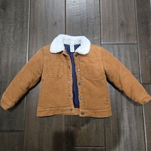 Little Me Tan Corduroy Jacket with White Collar